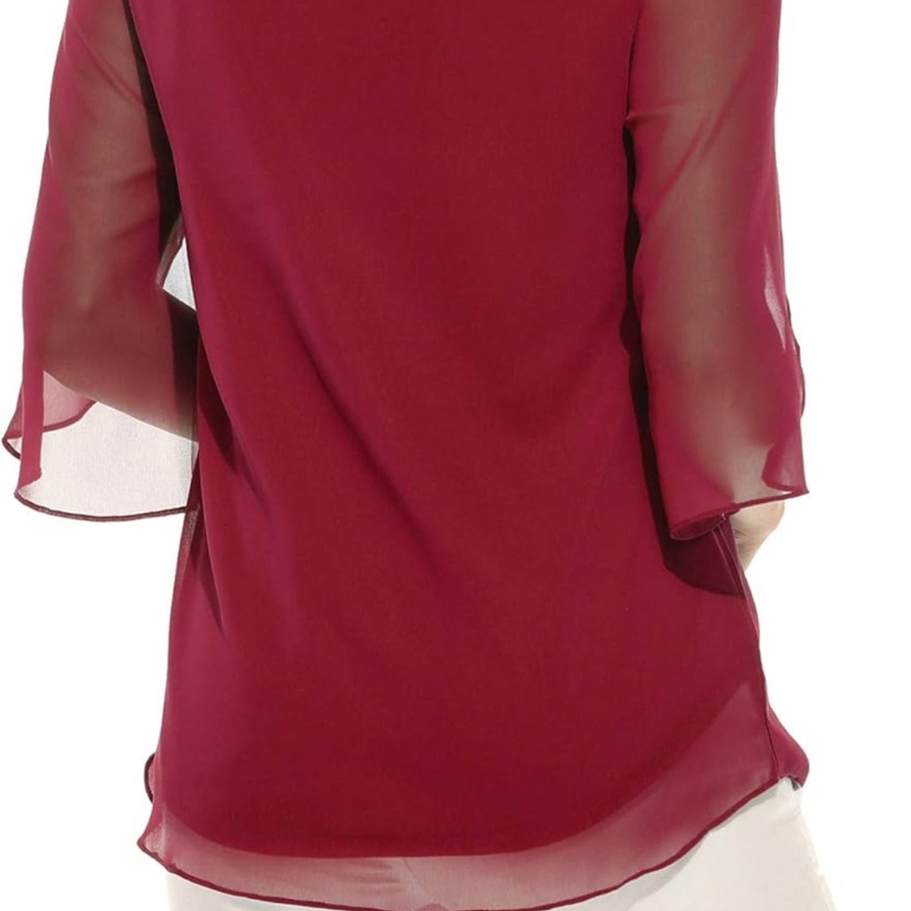 **NEW** ACEVOG Womens Casual Scoop Neck Loose Top 3/4 Sleeve - Picture 2 of 9